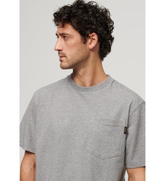 Superdry T-shirt with grey contrast stitching and pocket