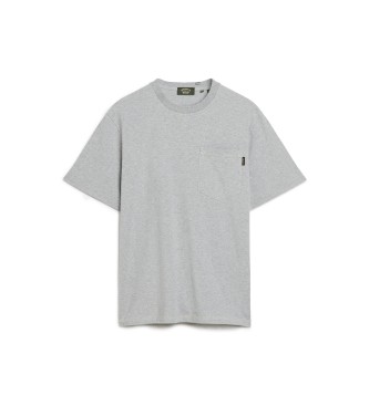 Superdry T-shirt avec surpiqres et poches contrastes grises