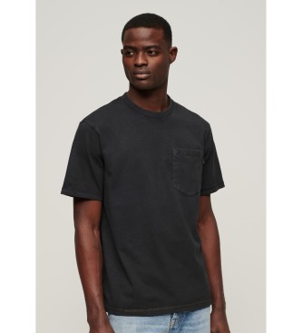 Superdry T-shirt met contrasterende stiksels en zak zwart