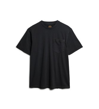 Superdry T-shirt con cuciture e taschino in contrasto nero