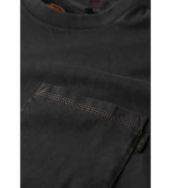 Superdry T-shirt con cuciture e taschino in contrasto nero