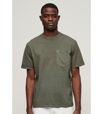 Superdry T-shirt with contrast stitching and pocket in contrast green