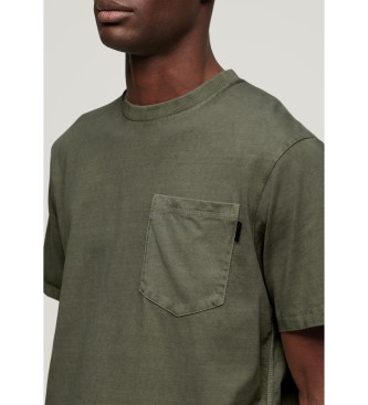 Superdry T-shirt with contrast stitching and pocket in contrast green