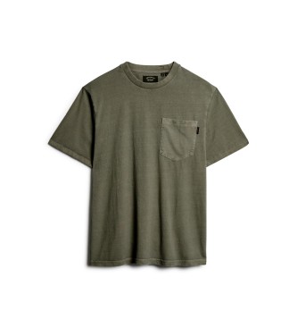 Superdry T-shirt with contrast stitching and pocket in contrast green