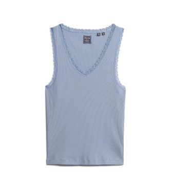 Superdry Athletic Essentials majica s čipkasto obrobo modra