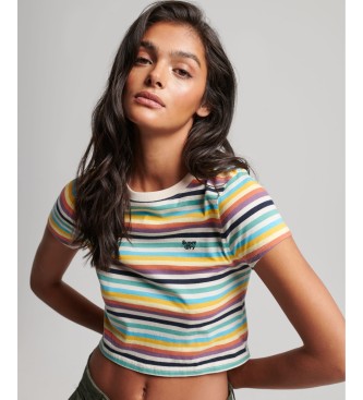 Superdry Flerfarvet vintage-stribet kort t-shirt