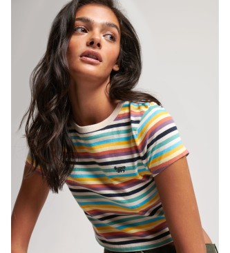 Superdry Flerfarvet vintage-stribet kort t-shirt