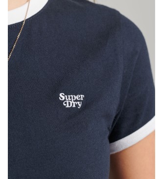Superdry T-shirt corta in cotone biologico con finiture blu navy
