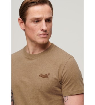 Superdry T-shirt z logo Essential brązowy