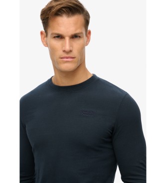 Superdry T-shirt en coton biologique avec logo brodé en bleu marine
