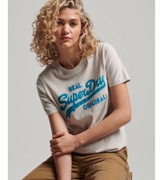 Superdry T-shirt i ekologisk bomull med logotyp Vintage Scripted Coll Grbrun
