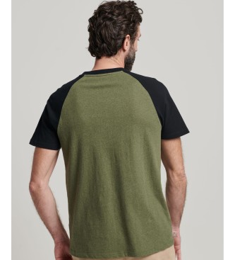 Superdry Organic cotton t-shirt with raglan sleeves and logo Vintage Green
