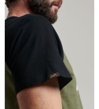 Superdry T-shirt in cotone organico con maniche raglan e logo vintage verde