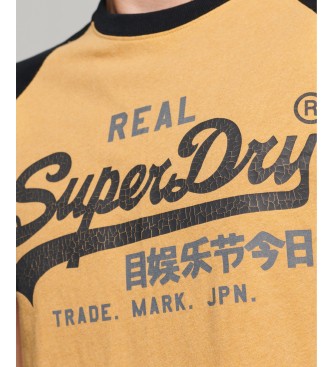 Superdry Camiseta de algodn orgnico mangas ragln y logo Vintage naranja