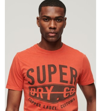 Superdry T-shirt i ekologisk bomull Vintage kollektion Copper Label orange