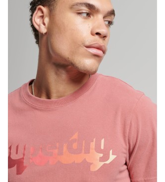 Superdry Organic cotton t-shirt and logo Vintage Logo Shadow pink