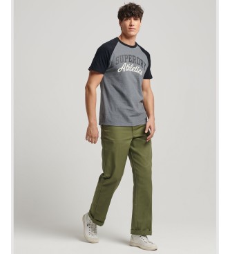 Superdry Organic cotton raglan sleeve t-shirt Vintage Gym Athletic grey