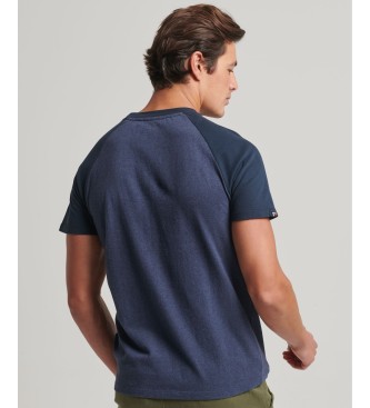 Superdry T-shirt in cotone biologico con manica raglan atletica da palestra vintage blu navy