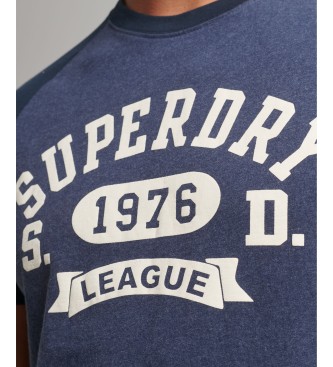 Superdry T-shirt in cotone biologico con manica raglan atletica da palestra vintage blu navy
