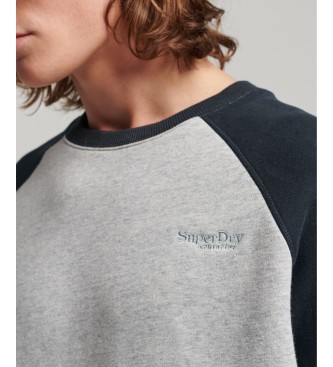 Superdry Camiseta de bisbol con cuello redondo Vintage gris