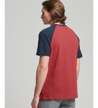 Superdry T-shirt de basebol em algodo orgnico Vermelho essencial