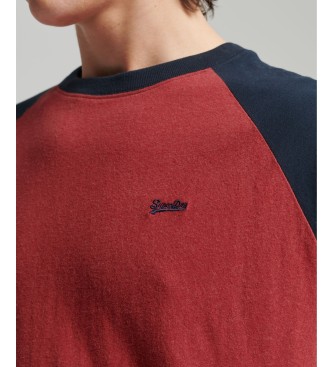 Superdry T-shirt de basebol em algodo orgnico Vermelho essencial