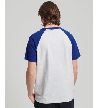 Superdry Koszulka baseballowa z bawełny organicznej Essential szara, niebieska