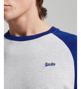 Superdry Koszulka baseballowa z bawełny organicznej Essential szara, niebieska