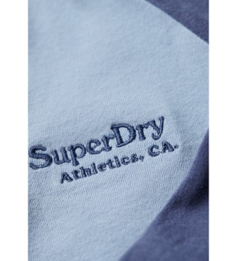 Superdry Koszulka baseballowa z logo Essential niebieska