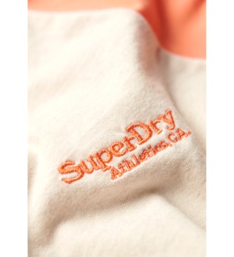 Superdry Koszulka bejsbolowa z logo Essential beżowy, pomarańczowy