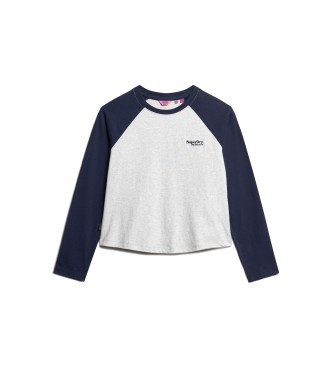 Superdry Koszulka baseballowa z logo Essential szara