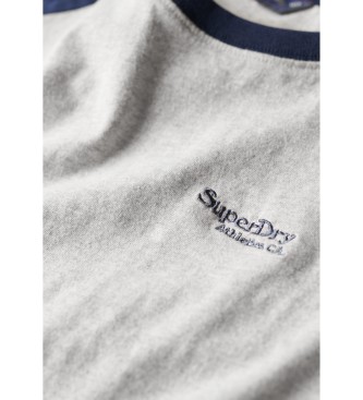 Superdry T-shirt da baseball grigia con logo Essential
