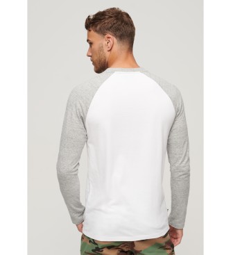 Superdry Essential white long sleeve baseball jersey