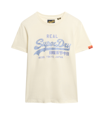 Superdry Slim fit T-shirt med Vintage-logotyp med vita strassstenar