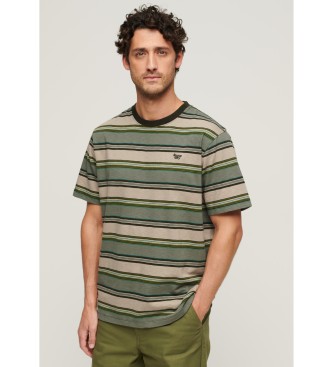 Superdry Relaxed gesneden groen gestreept T-shirt