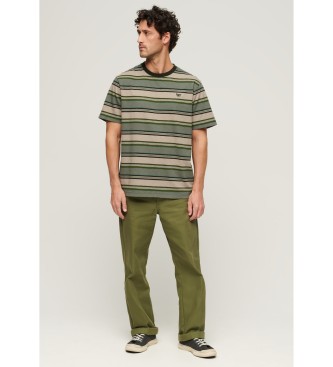 Superdry Relaxed cut green striped T-shirt