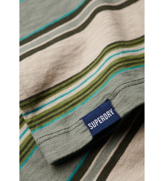 Superdry Grn gestreiftes T-Shirt im lockeren Schnitt