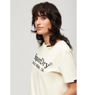 Superdry Relaxed fit T-shirt met gemetalliseerde afwerking Venue wit