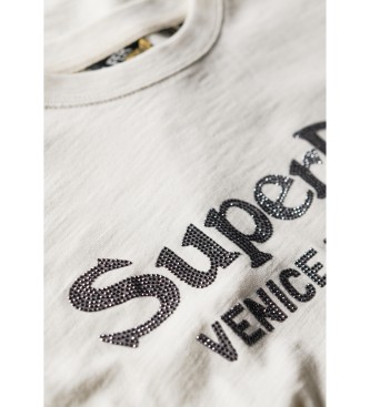 Superdry T-shirt dalla vestibilit rilassata con finitura metallizzata White Venue