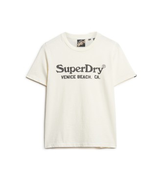 Superdry Relaxed fit T-shirt met gemetalliseerde afwerking Venue wit