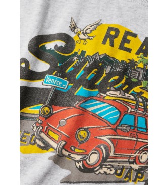 Superdry T-shirt grigia con vestibilit comoda con grafica LA