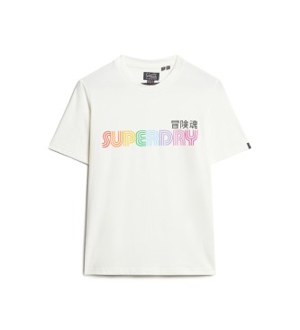 Superdry T-shirt com o logtipo do arco-ris branco