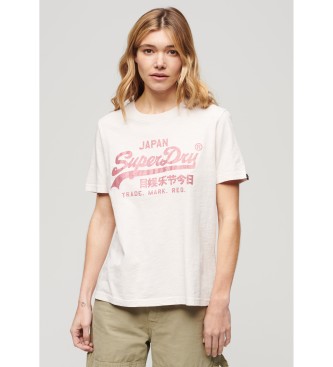 Superdry T-shirt med metallic pink logo