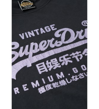 Superdry T-Shirt in lockerer Passform mit metallisiertem Logo Vintage schwarz