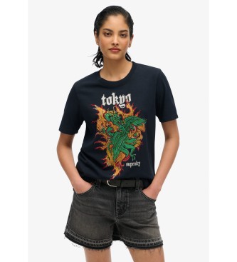 Superdry Relaxed fit T-shirt with logo Vintage Tokyo black
