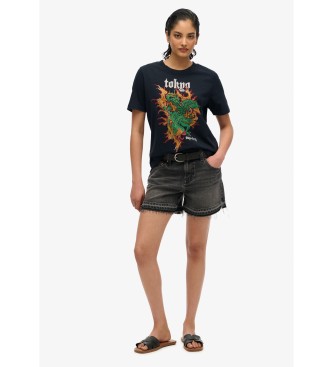 Superdry Relaxed fit T-shirt with logo Vintage Tokyo black