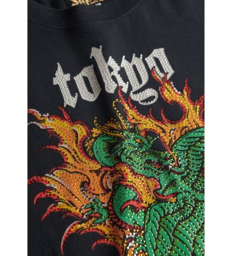 Superdry Relaxed fit T-shirt with logo Vintage Tokyo black