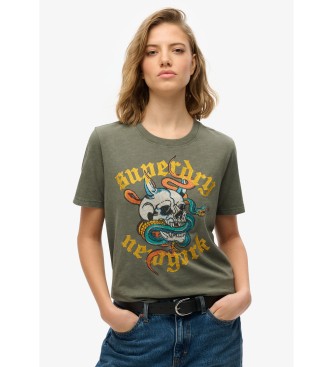 Superdry Relaxed fit T-shirt with Neo Trad tattoo motif green