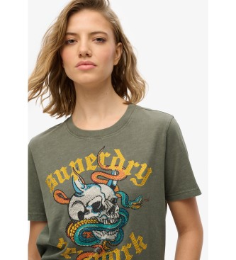 Superdry Relaxed fit T-shirt with Neo Trad tattoo motif green