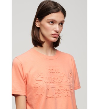 Superdry T-shirt dalla vestibilit rilassata con goffratura arancione-rosa